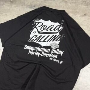 black Harley Davidson 2020s Susquehanna valley biker t shirt size XXL